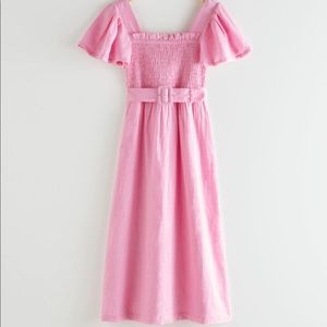 & OTHER STORIES Linen Smock MIDI Dress